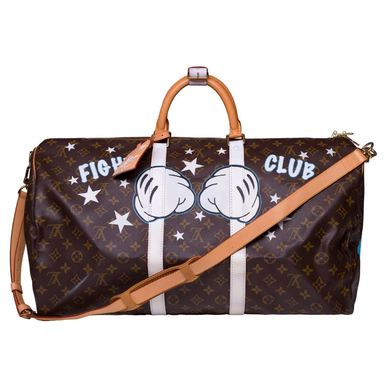 Louis Vuitton Keepall 55 strap Travel bag customized "Fight Club"  For Sale