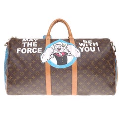 Louis Vuitton Keepall 55 strap travel bag customized "Popeye" by PatBo!