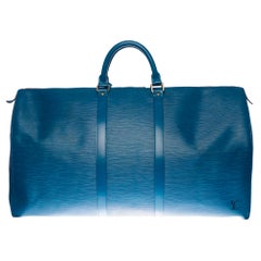 Louis Vuitton Keepall 55 Travel bag in Bleu Cobalt épi leather