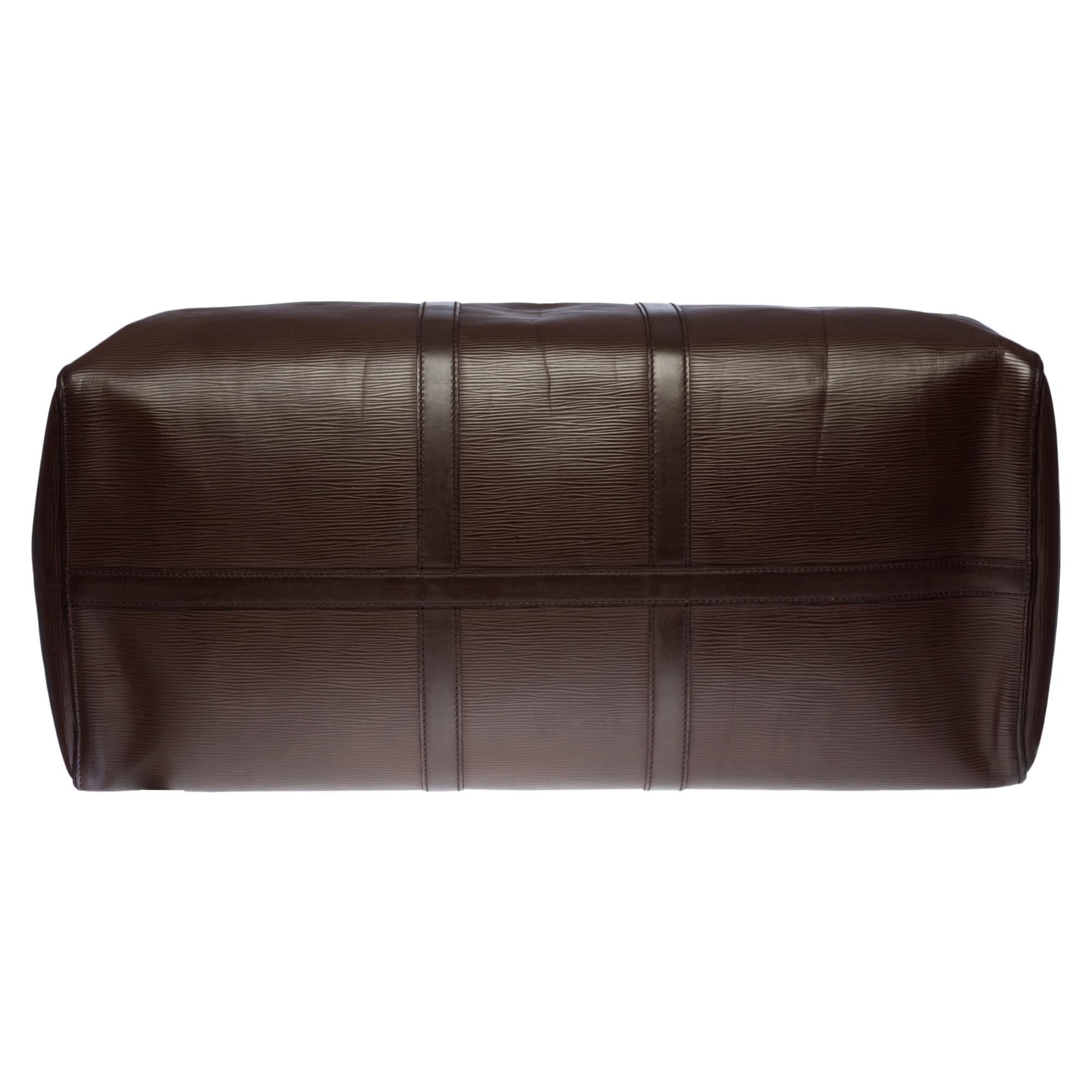 Louis Vuitton Keepall 55 Travel bag in Brown épi leather, matte SHW 4