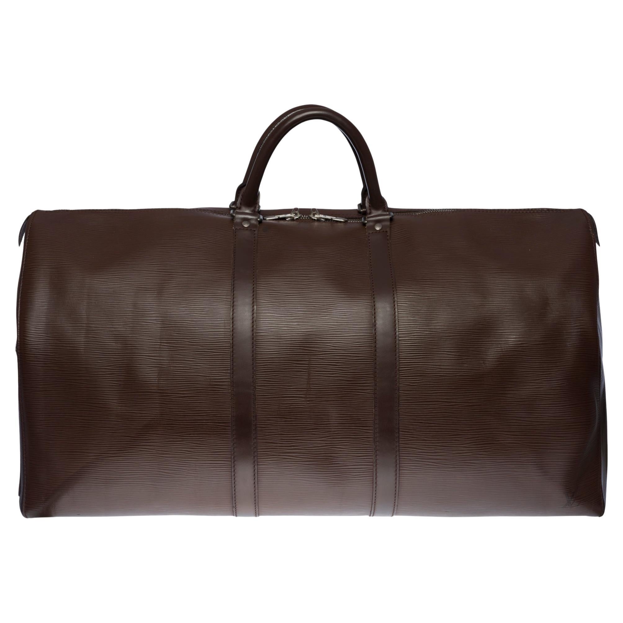 Louis Vuitton Keepall 55 Travel bag in Brown épi leather, matte SHW