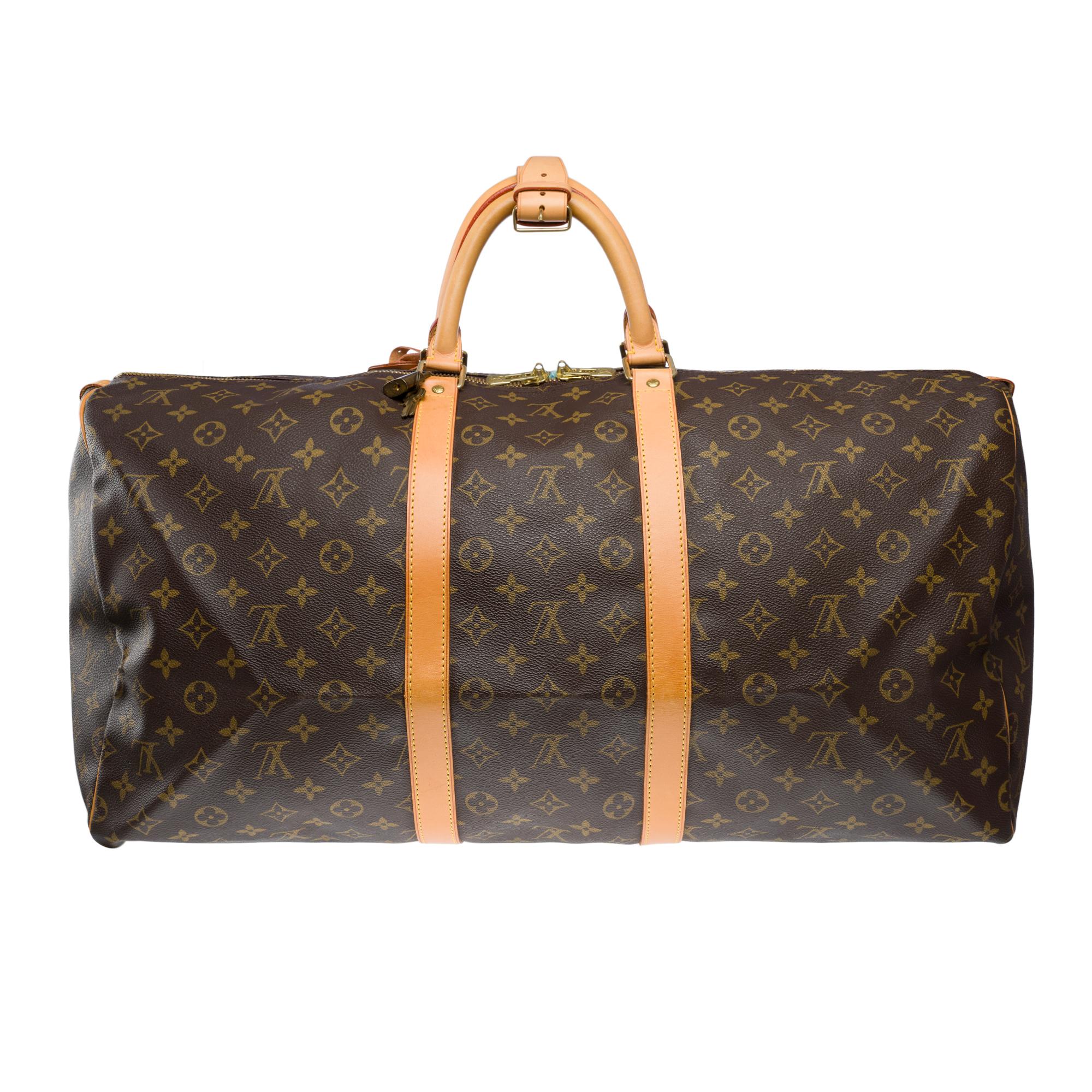 Black Louis Vuitton Keepall 55 Travel bag in brown Monogram canvas , GHW