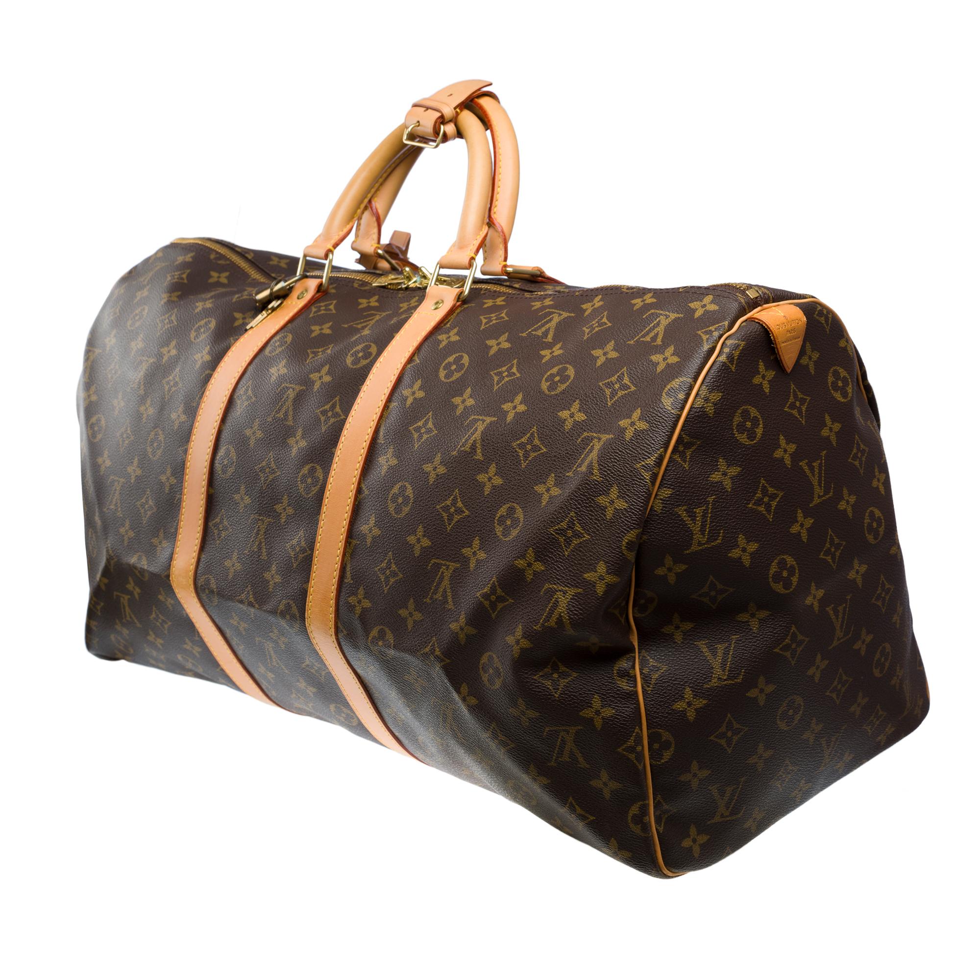Women's or Men's Louis Vuitton Keepall 55 Travel bag in brown Monogram canvas , GHW