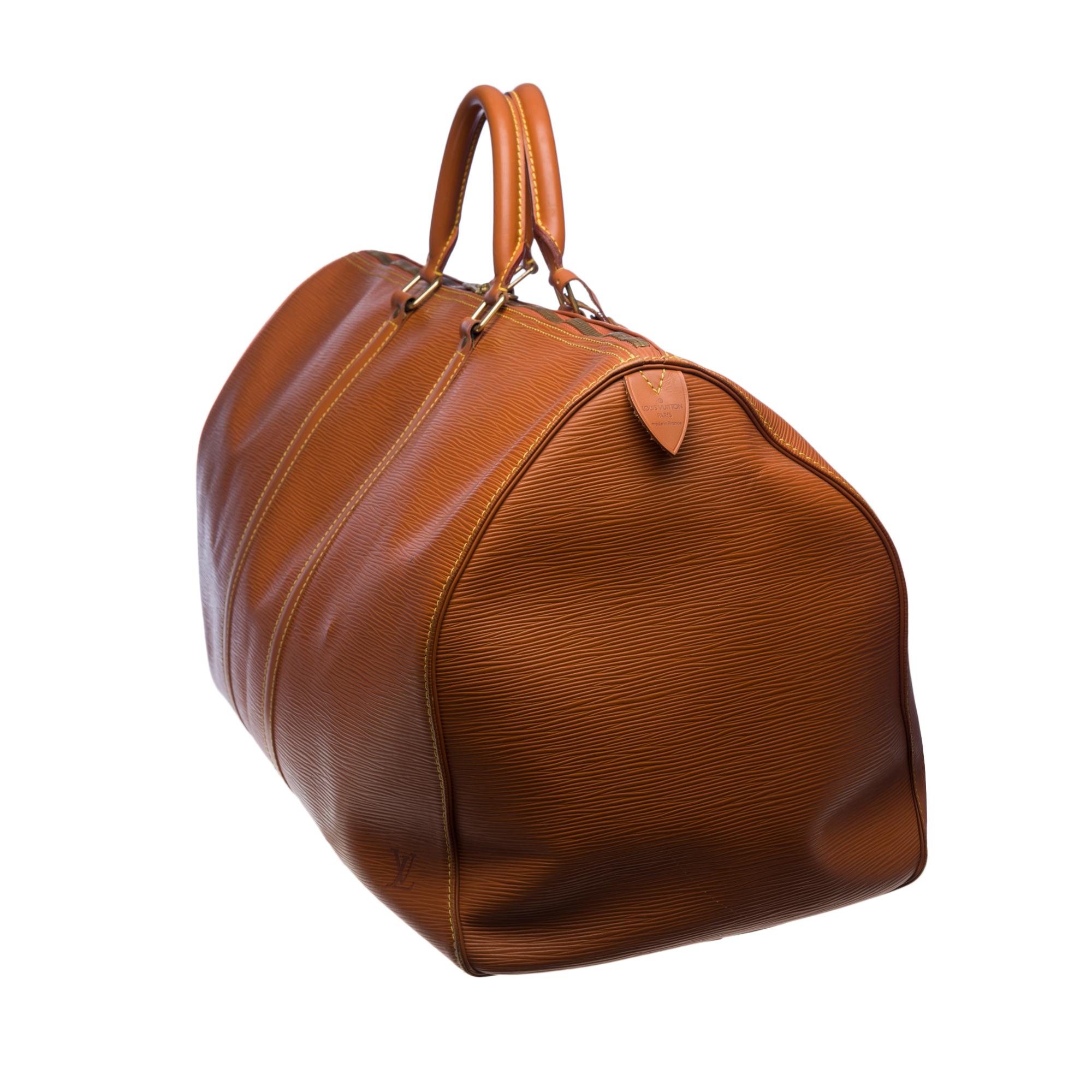 Brown Louis Vuitton Keepall 55 Travel bag in cognac épi leather