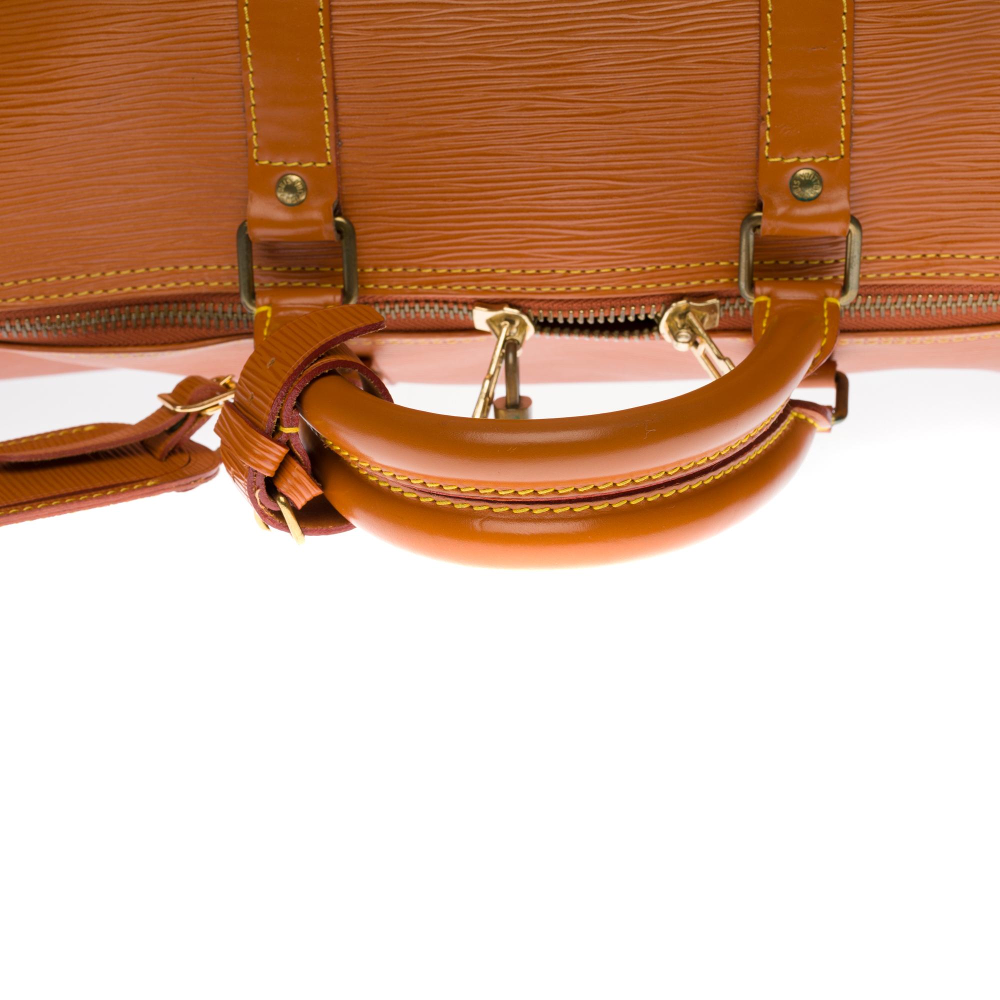 Women's or Men's Louis Vuitton Keepall 55 Travel bag in cognac épi leather
