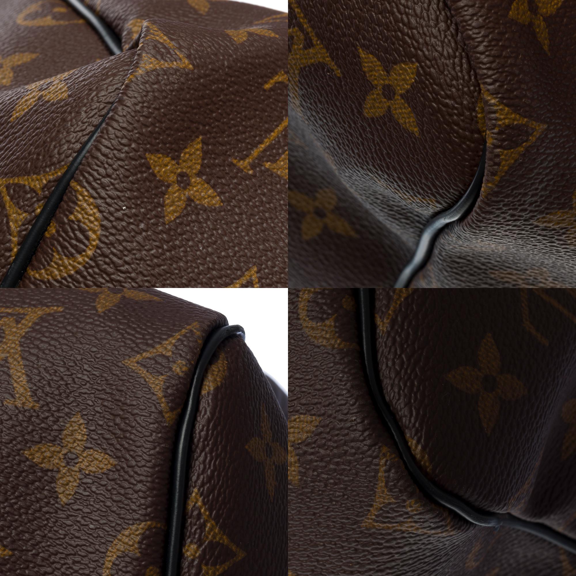 Louis Vuitton Keepall 55 Travel bag strap in brown Macassar Monogram canvas, PHW For Sale 5