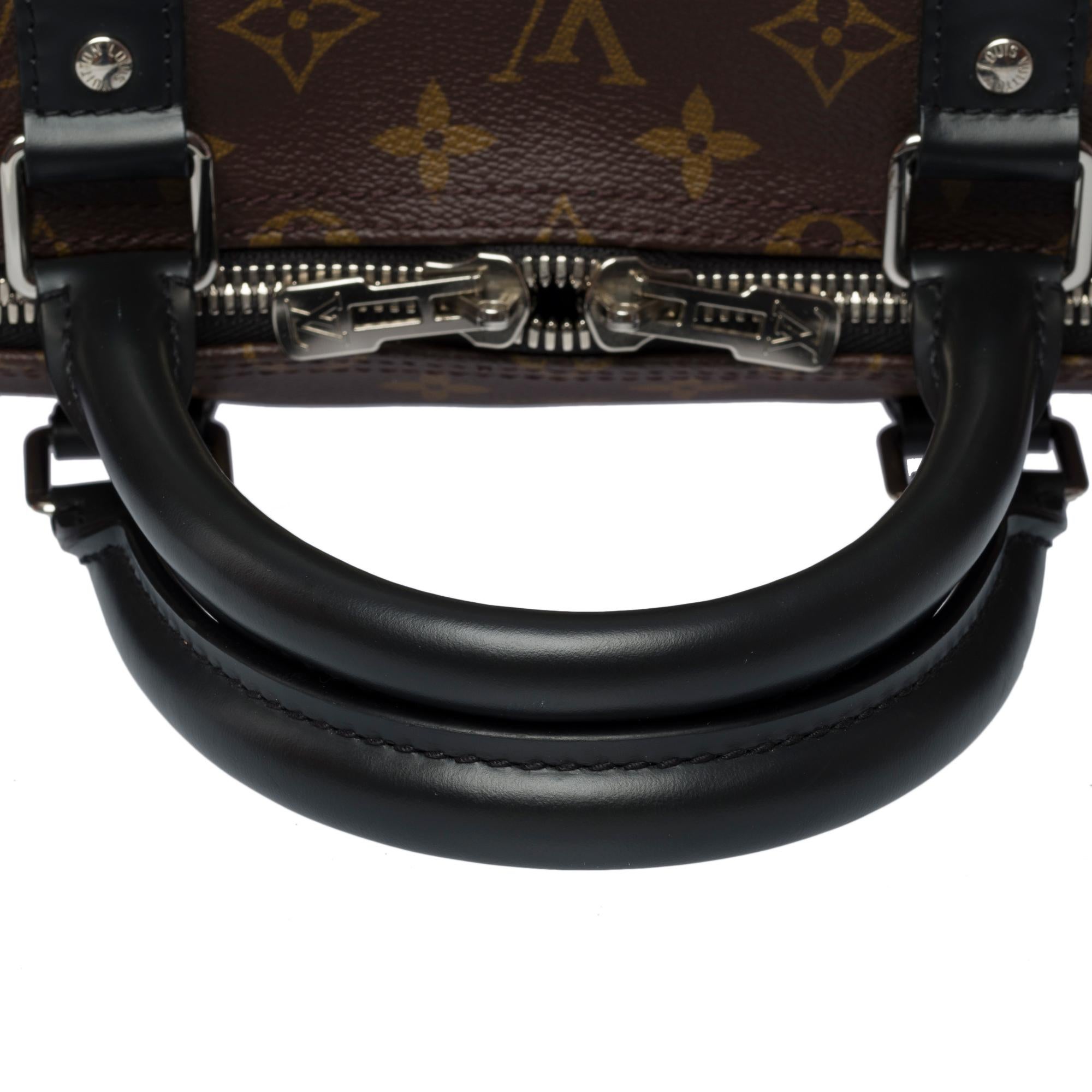 Louis Vuitton Keepall 55 Travel bag strap in brown Macassar Monogram canvas, PHW 5