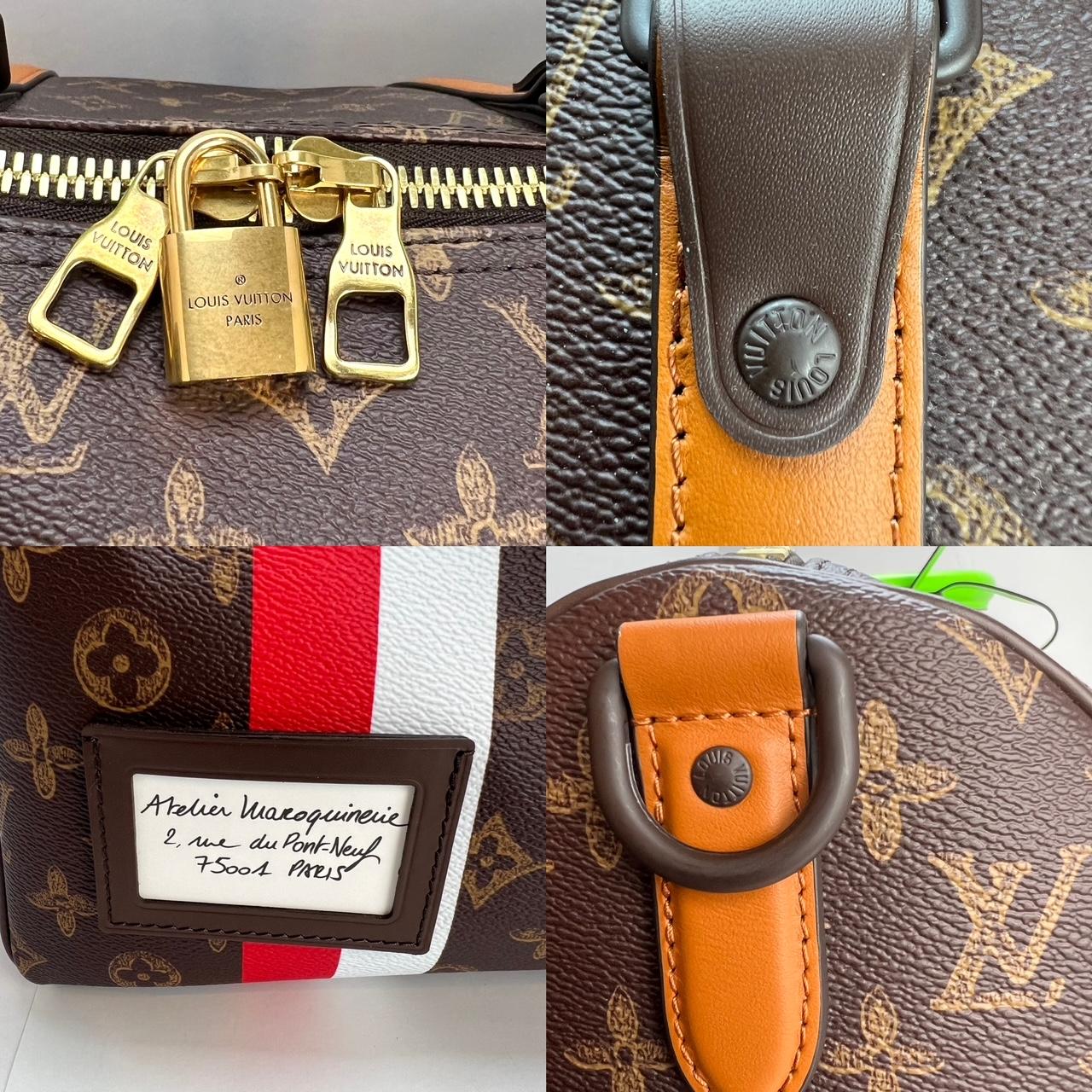 LOUIS VUITTON Keepall 55 Trunk L'oeil Monogram Tavel Bag Duffle In Excellent Condition In Freehold, NJ