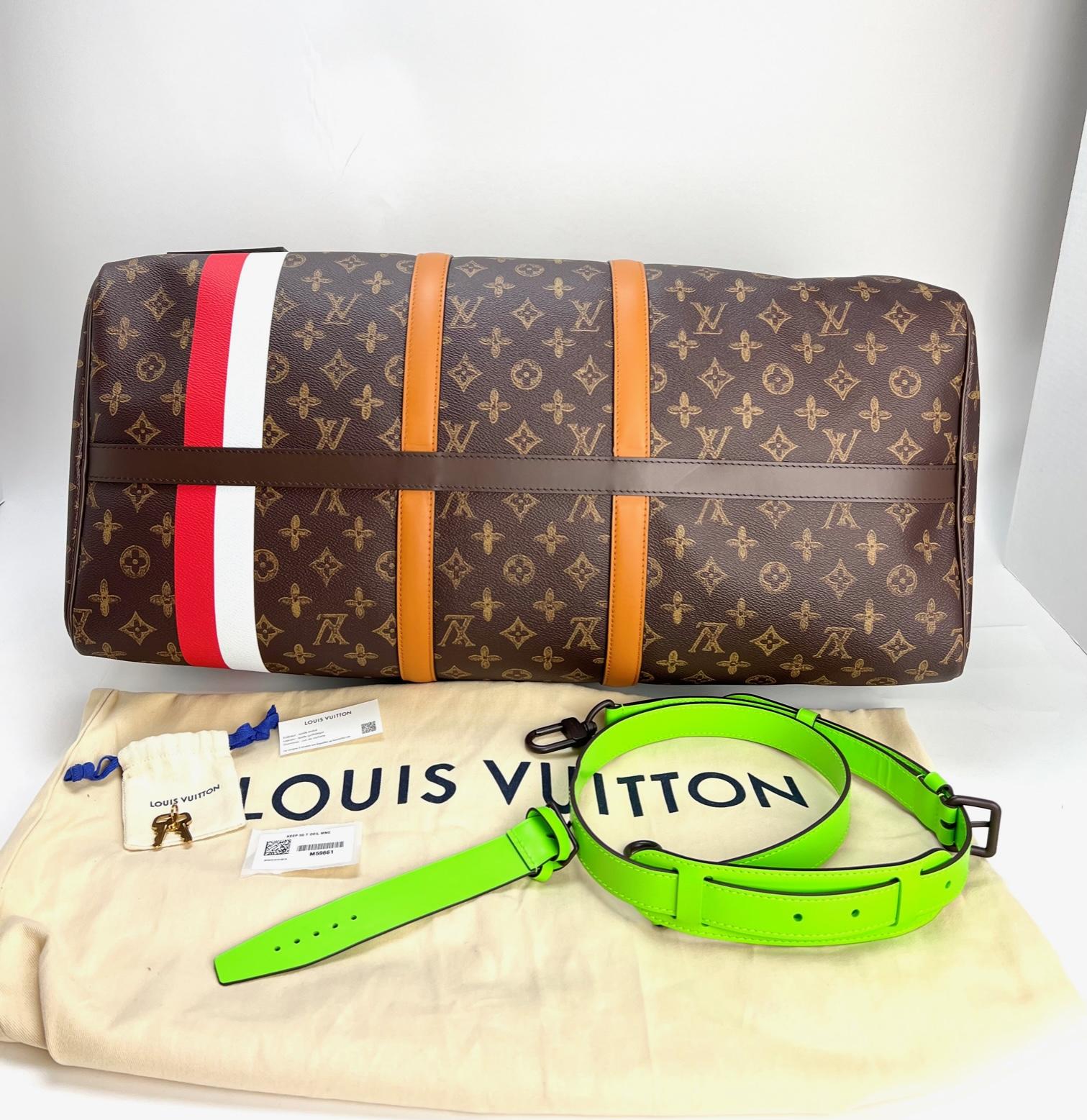 LOUIS VUITTON Keepall 55 Trunk L'oeil Monogram Tavel Bag Duffle 3