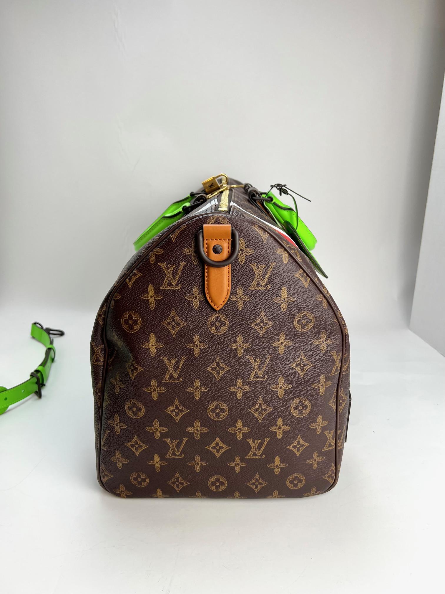 LOUIS VUITTON Keepall 55 Trunk L'Oeil Monogram Tavel Tasche Duffle 4