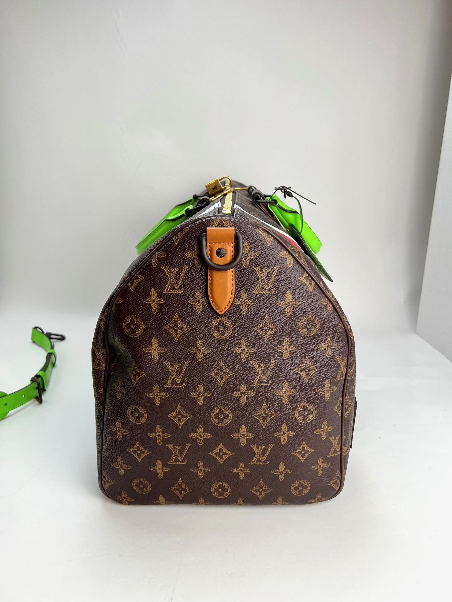 LOUIS VUITTON Keepall 55 Trunk L'oeil Monogram Tavel Bag Duffle 4