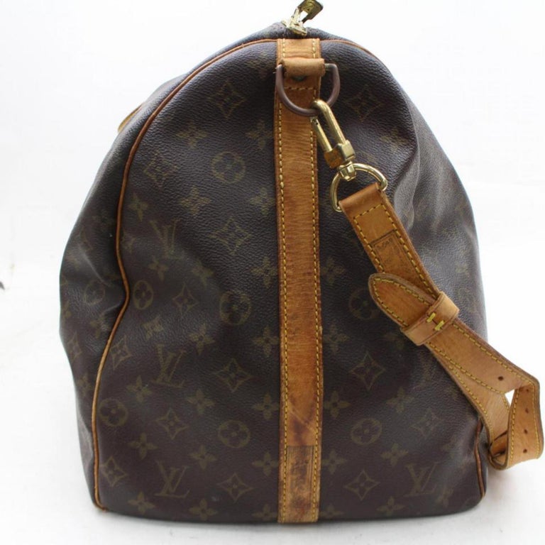 Louis Vuitton Keepall 60 866282 Brown Coated Canvas Weekend/Travel Bag For Sale at 1stdibs