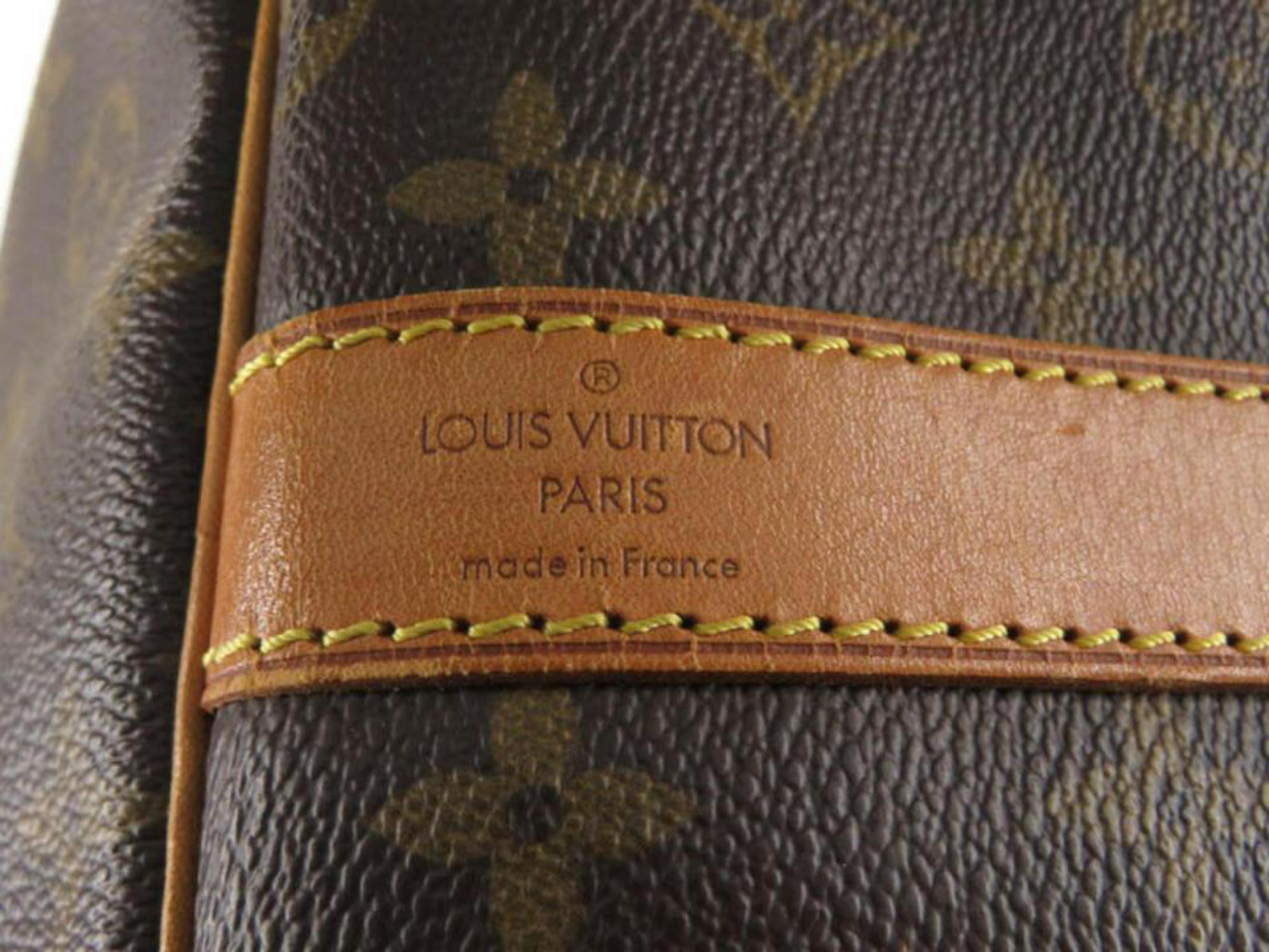 Louis Vuitton Keepall 60 with Strap 870161 Brown Coated Canvas Travel Bag For Sale 1