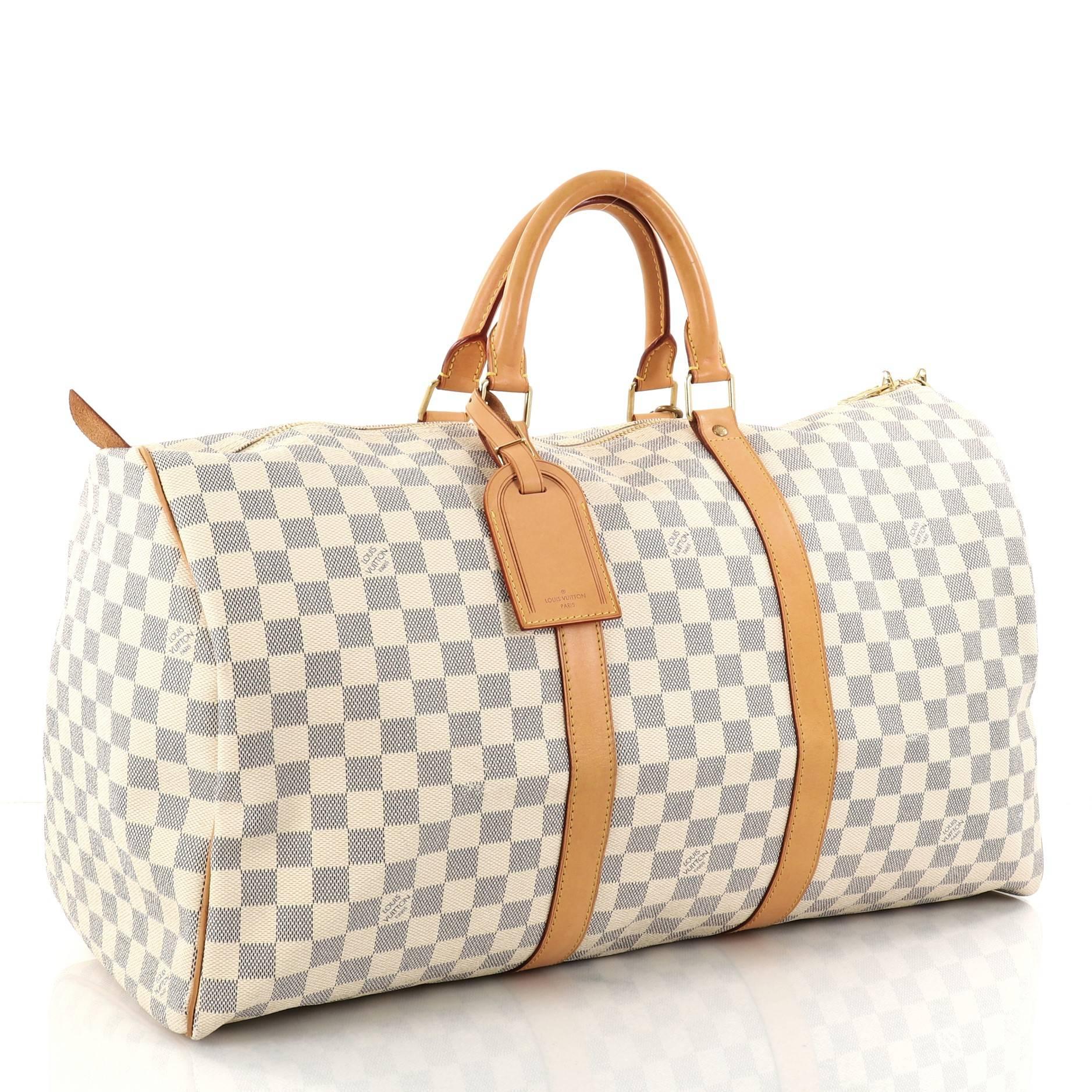 Beige Louis Vuitton Keepall Bag Damier 50
