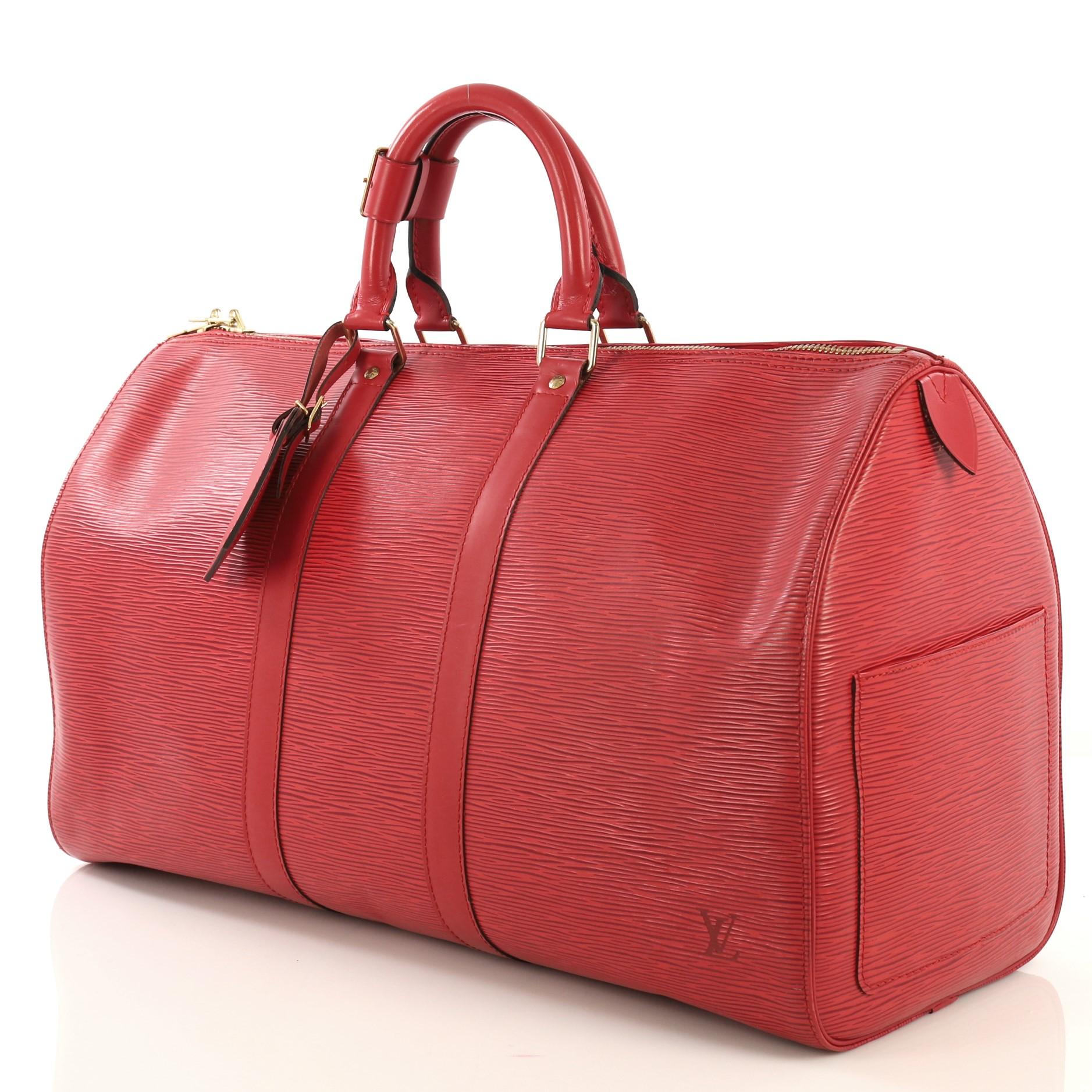 Red Louis Vuitton Keepall Bag Epi Leather 45