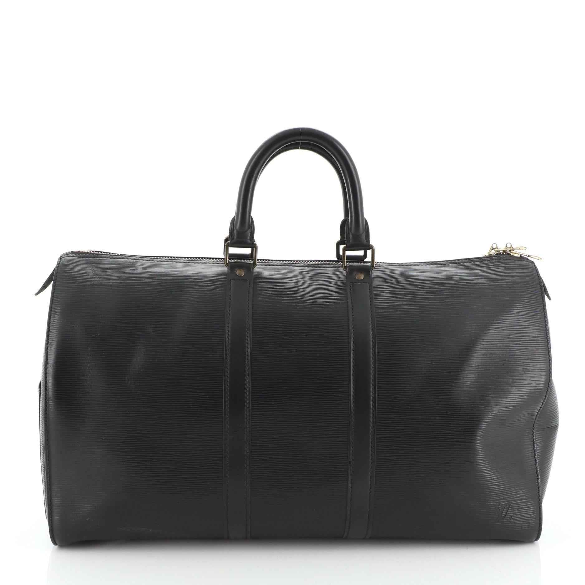 Black  Louis Vuitton Keepall Bag Epi Leather 45
