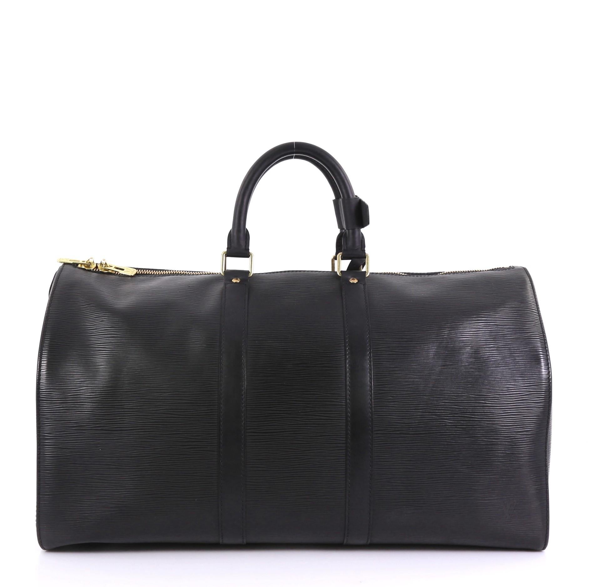 Black Louis Vuitton Keepall Bag Epi Leather 45