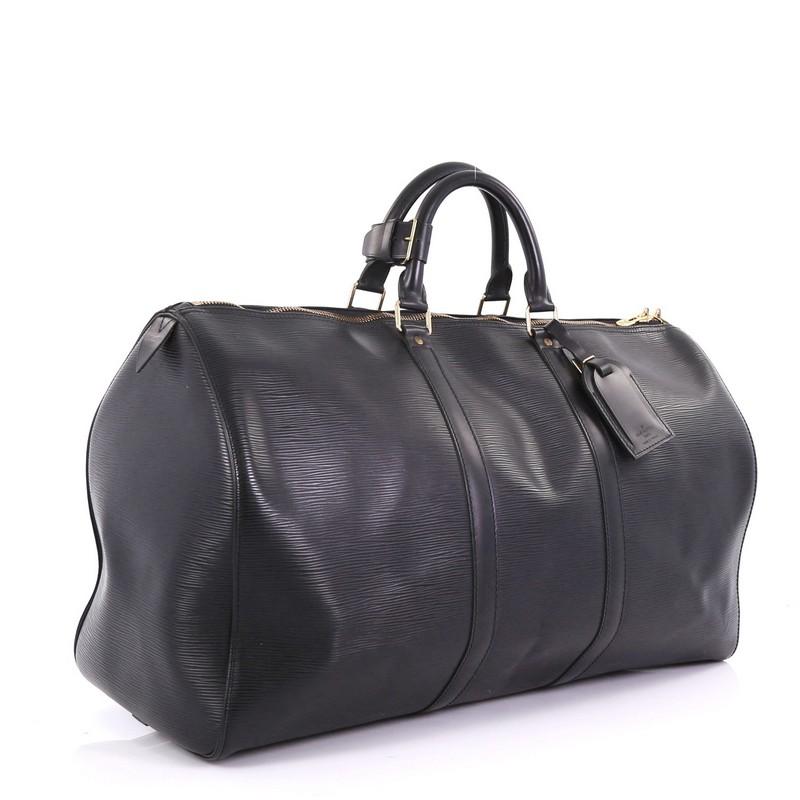 Black Louis Vuitton Keepall Bag Epi Leather 50