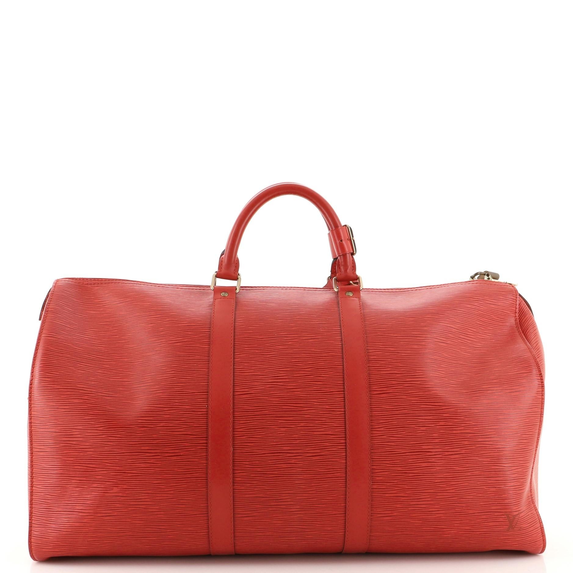 Orange Louis Vuitton Keepall Bag Epi Leather 50
