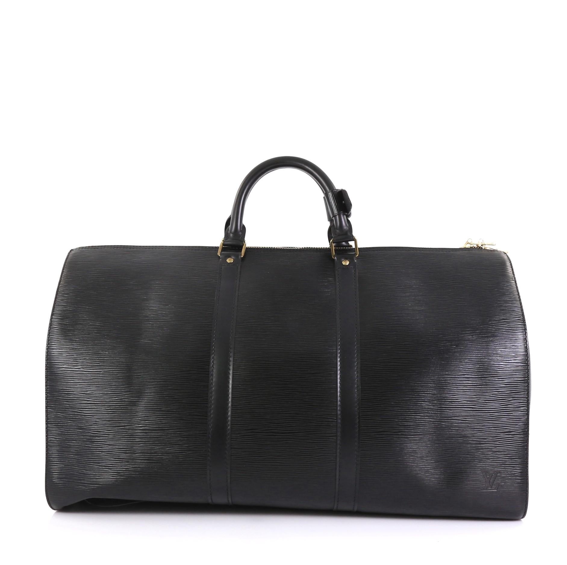Black Louis Vuitton Keepall Bag Epi Leather 50