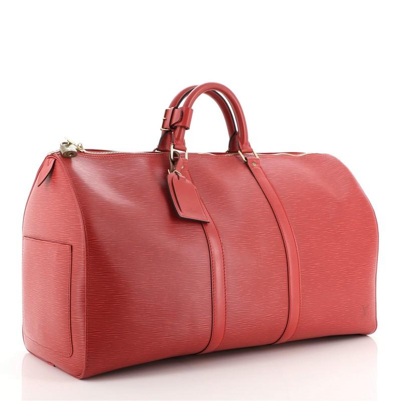 Red Louis Vuitton Keepall Bag Epi Leather 55