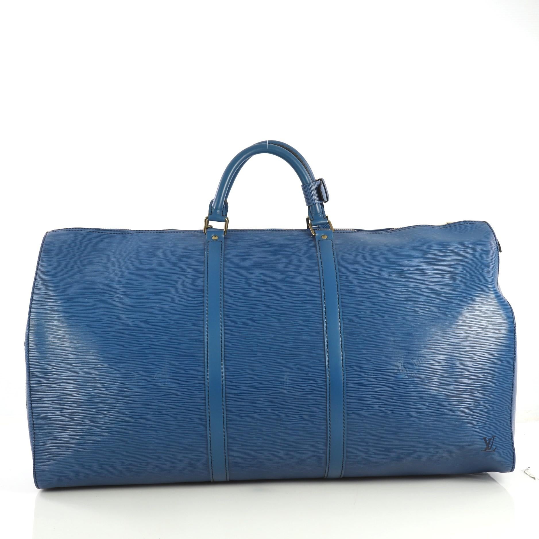 Blue Louis Vuitton Keepall Bag Epi Leather 60