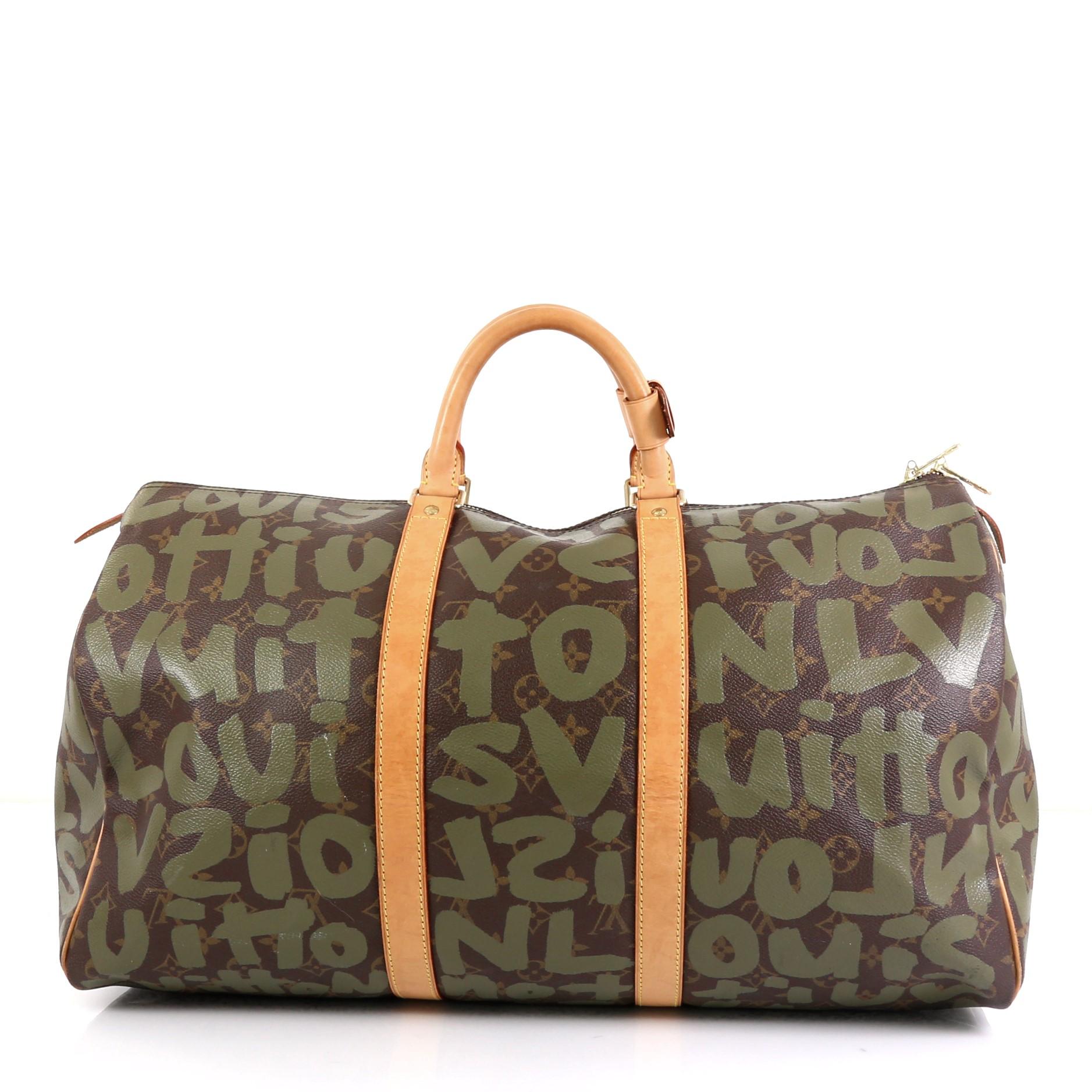 Brown Louis Vuitton Keepall Bag Limited Edition Monogram Graffiti 50