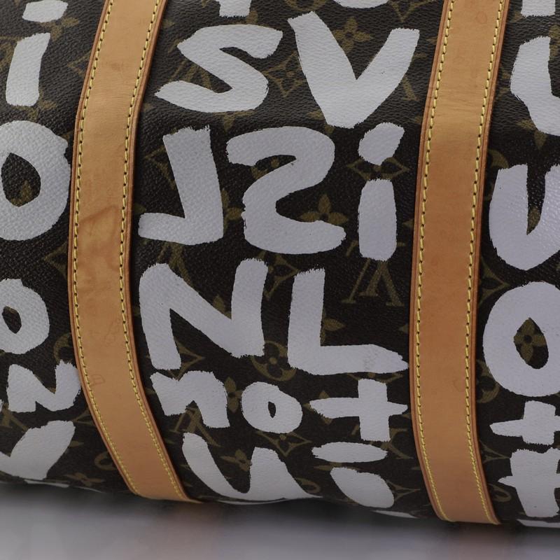 Beige Louis Vuitton Keepall Bag Limited Edition Monogram Graffiti 50