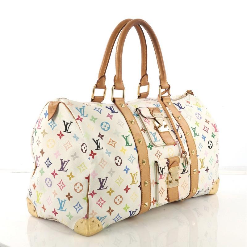 Beige Louis Vuitton Keepall Bag Monogram Multicolor 45