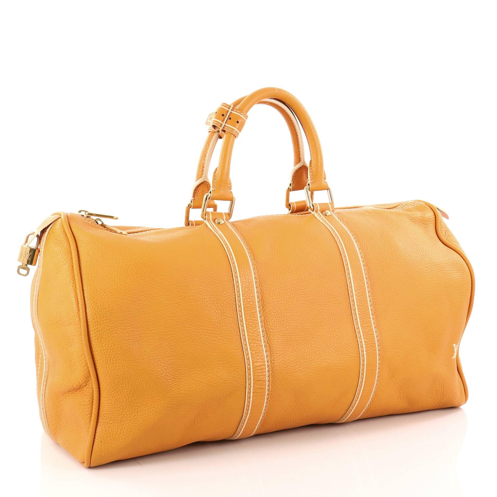 Orange Louis Vuitton Keepall Bag Tobago Leather 50