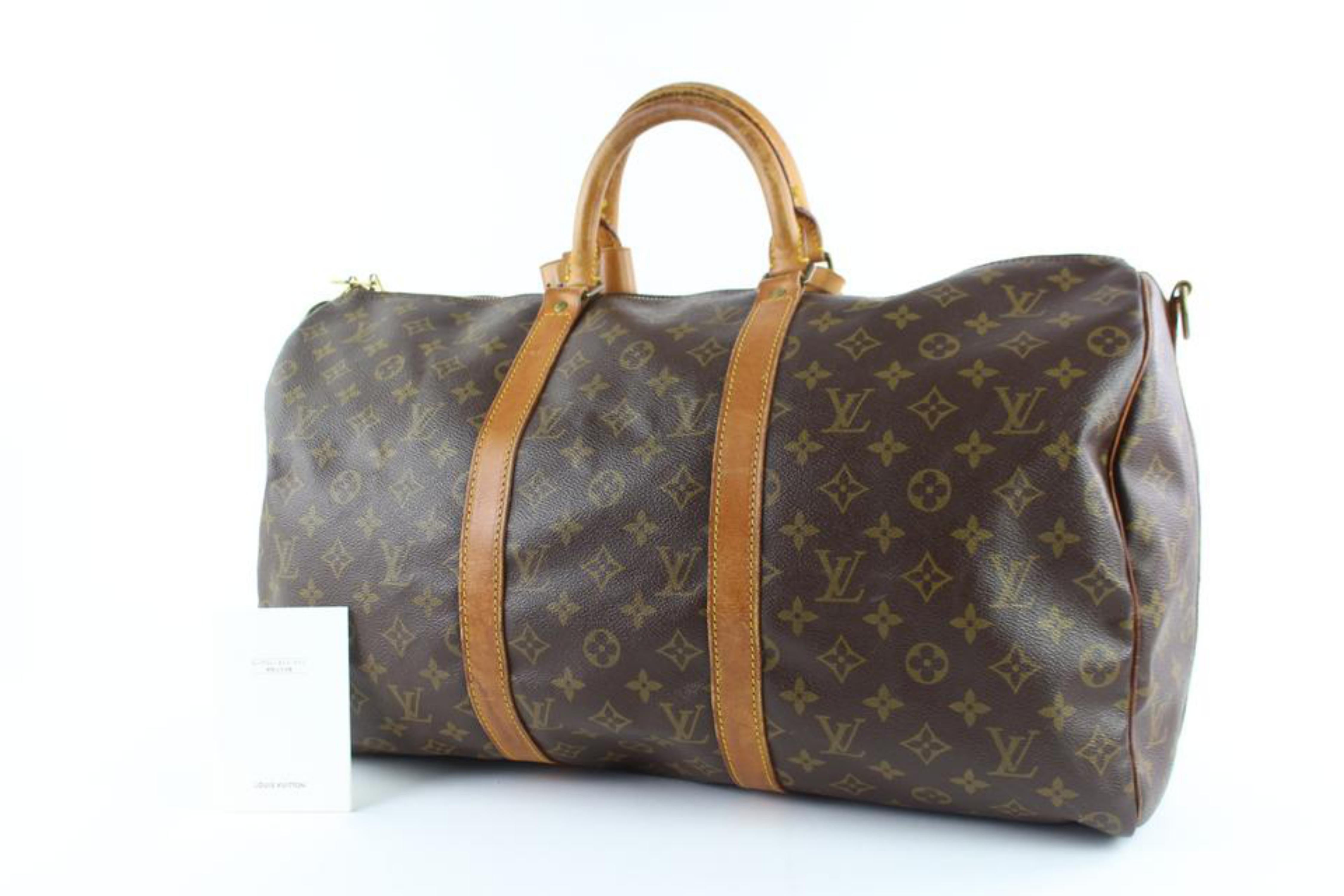 Louis Vuitton Keepall Bandouliere 50 4lz0907 Coated Canvas Weekend/Travel Bag For Sale 7