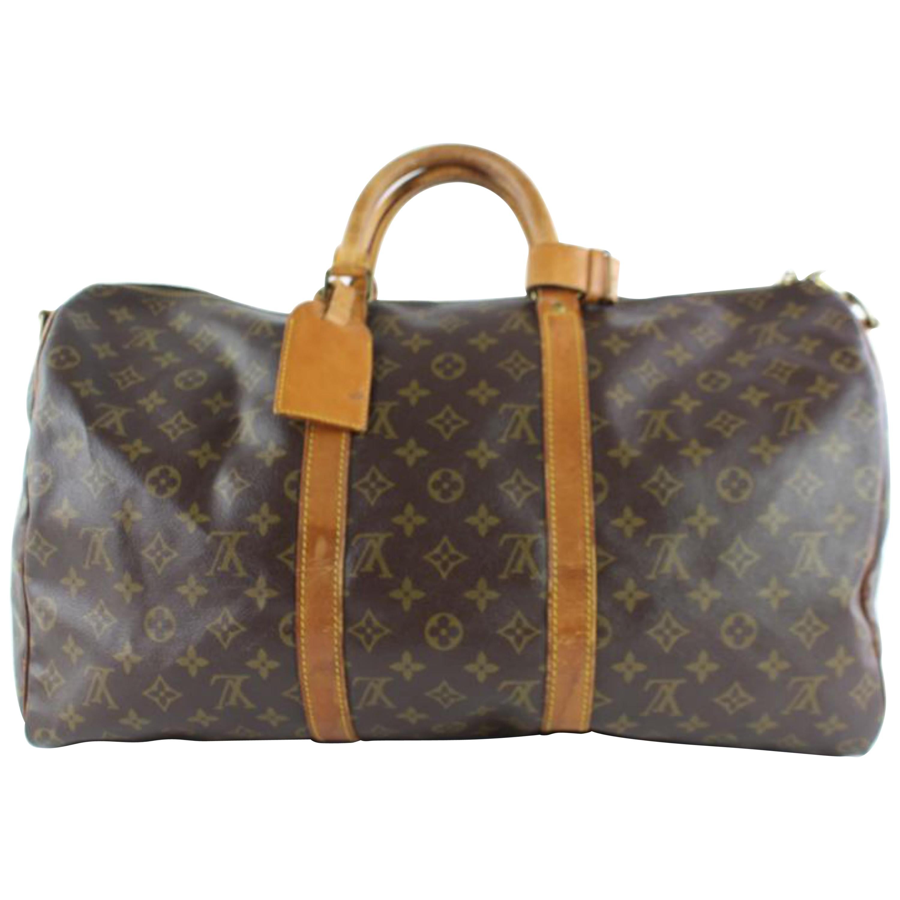 Louis Vuitton Keepall Bandouliere 50 4lz0907 Coated Canvas Weekend/Travel Bag For Sale
