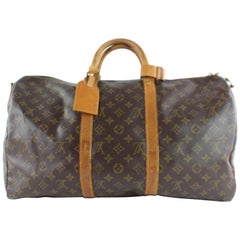 Vintage Louis Vuitton Keepall Bandouliere 50 4lz0907 Coated Canvas Weekend/Travel Bag