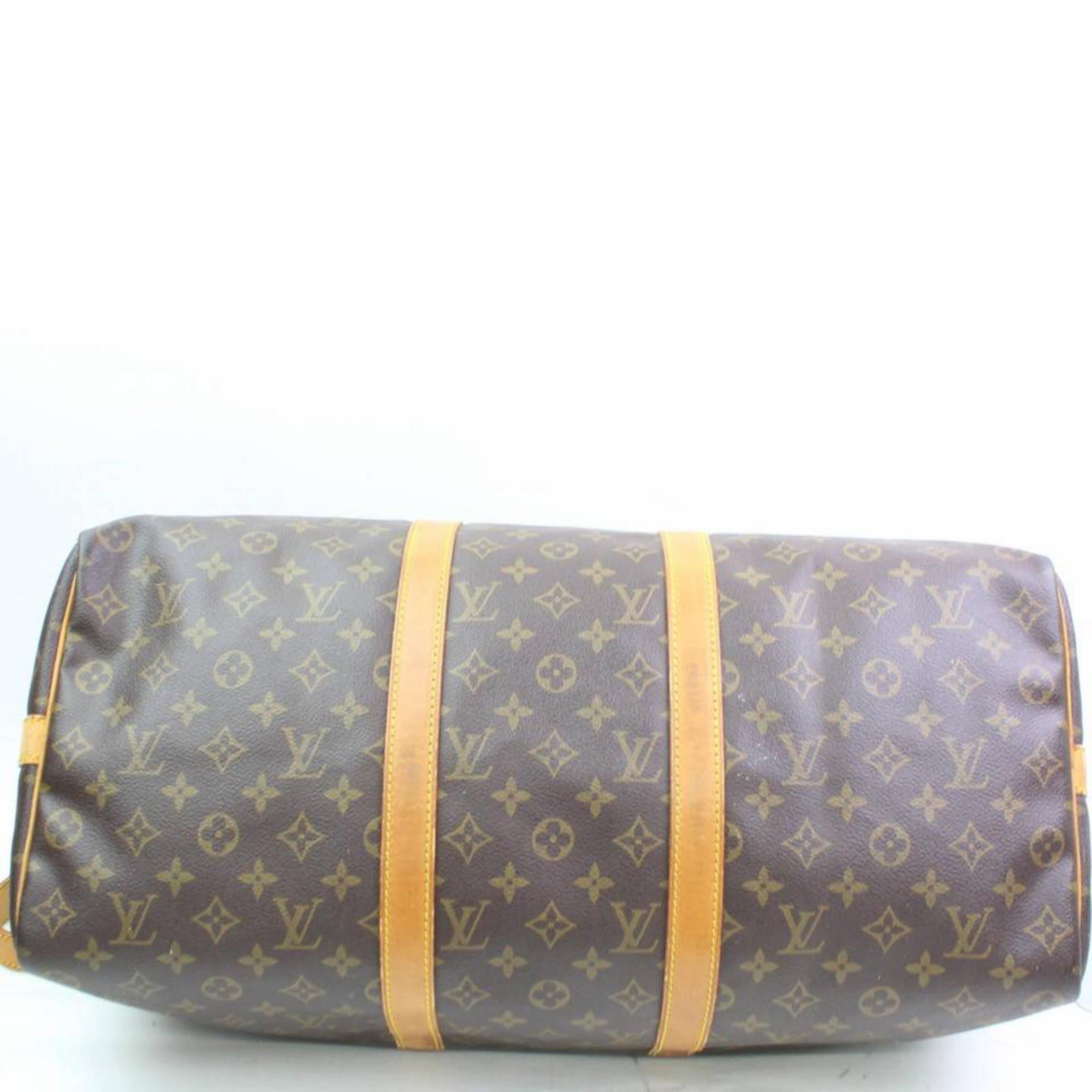 Louis Vuitton Keepall Bandouliere 50 866534 Coated Canvas Weekend/Travel Bag For Sale 4