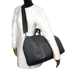 Louis Vuitton Black Leather Keepall Bandouliere 50 Duffle Bag