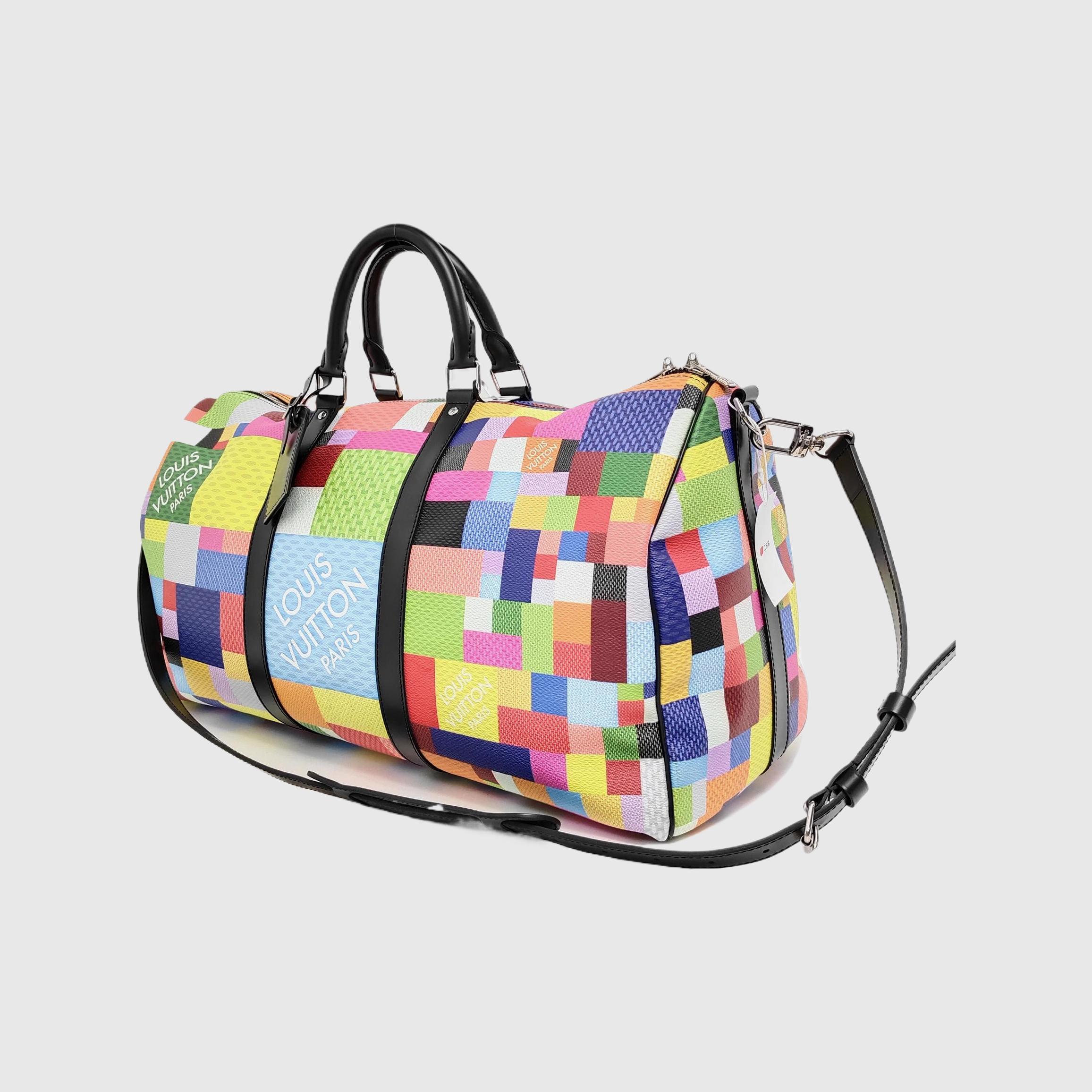 Beige Louis Vuitton Keepall Bandouliere 50 Damier Graphite 3D Multicolor