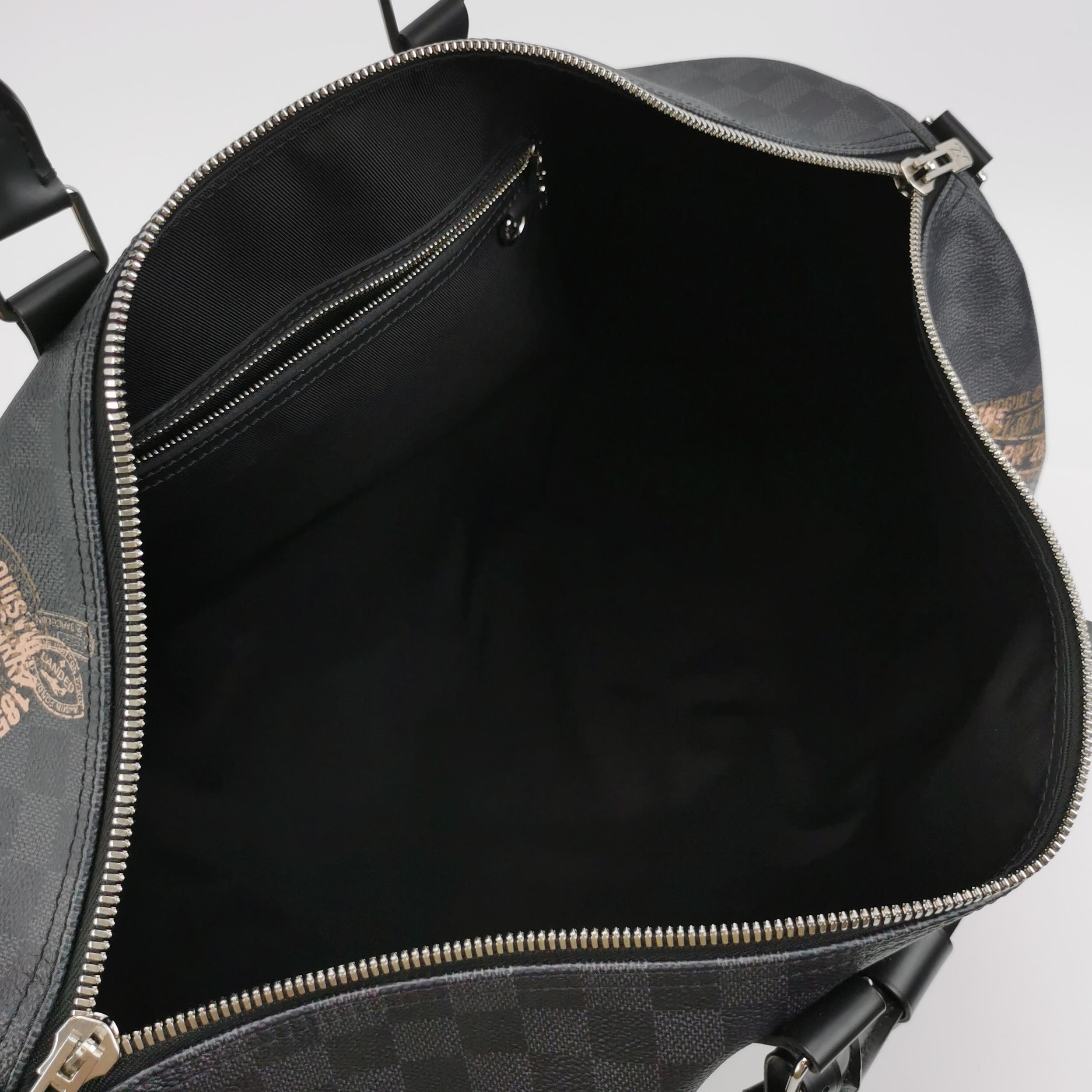 Women's Louis Vuitton Keepall Bandouliere 50 Damier Graphite Stamps Animal Zoo