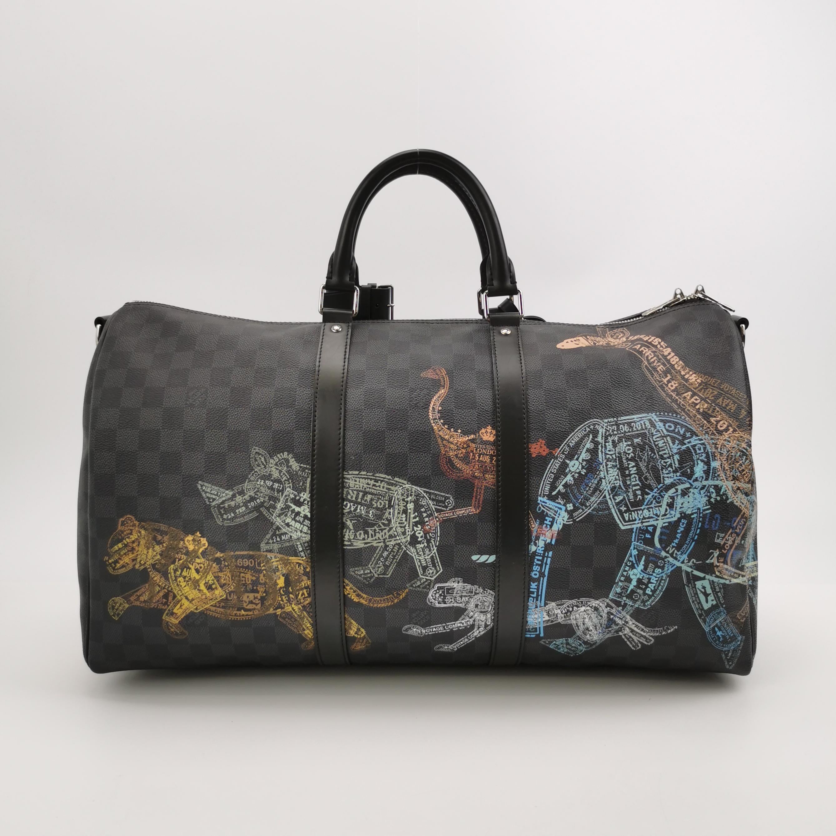 Louis Vuitton Keepall Bandouliere 50 Damier Graphite Stamps Animal Zoo 2