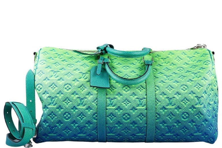 Louis Vuitton Keepall Bandouliere 50 Degrade Blue Green Taurillon