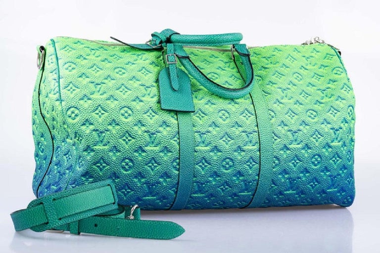Louis Vuitton Keepall Bandouliere 50 Degrade Blue Green Taurillon Travel Bag
