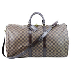 Reisetasche von Louis Vuitton Keepall Bandoulière 55 Damier Ebene aus beschichtetem Segeltuch 