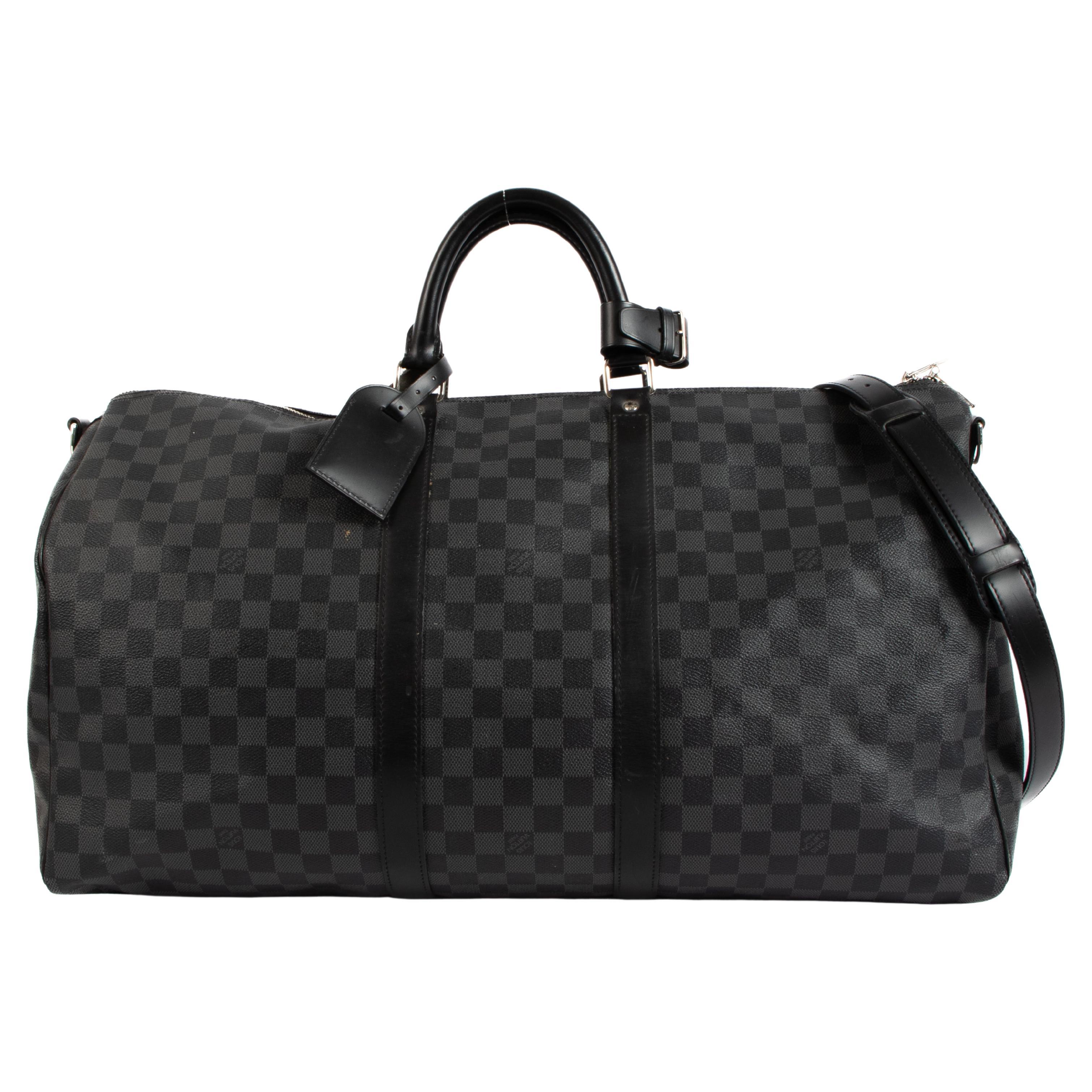 Louis Vuitton Keepall Bandouliere 55 Monogram Graphite Duffel Bag SD 5108  For Sale at 1stDibs