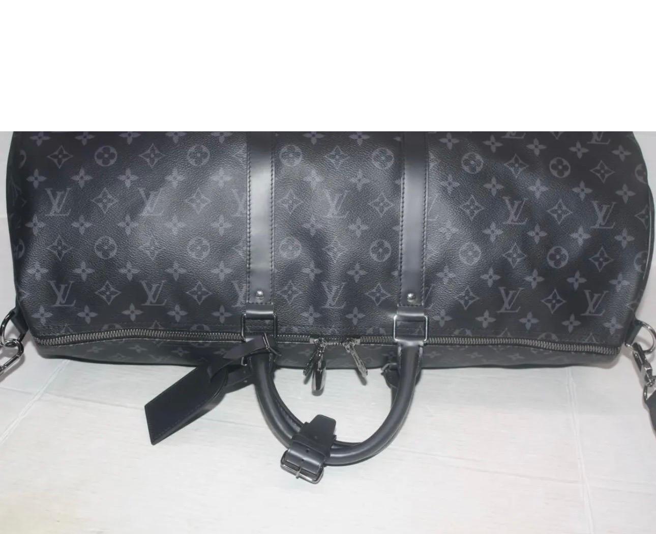 Keepall Bandouliere 55 mit Monogramm von Louis Vuitton  Graphit-Duffel-Tasche SD 5108  im Angebot 8
