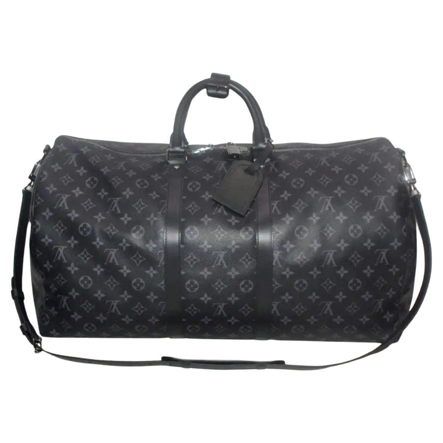 Louis Vuitton Black Leather ID / Luggage Name Tag & Poignet Set
