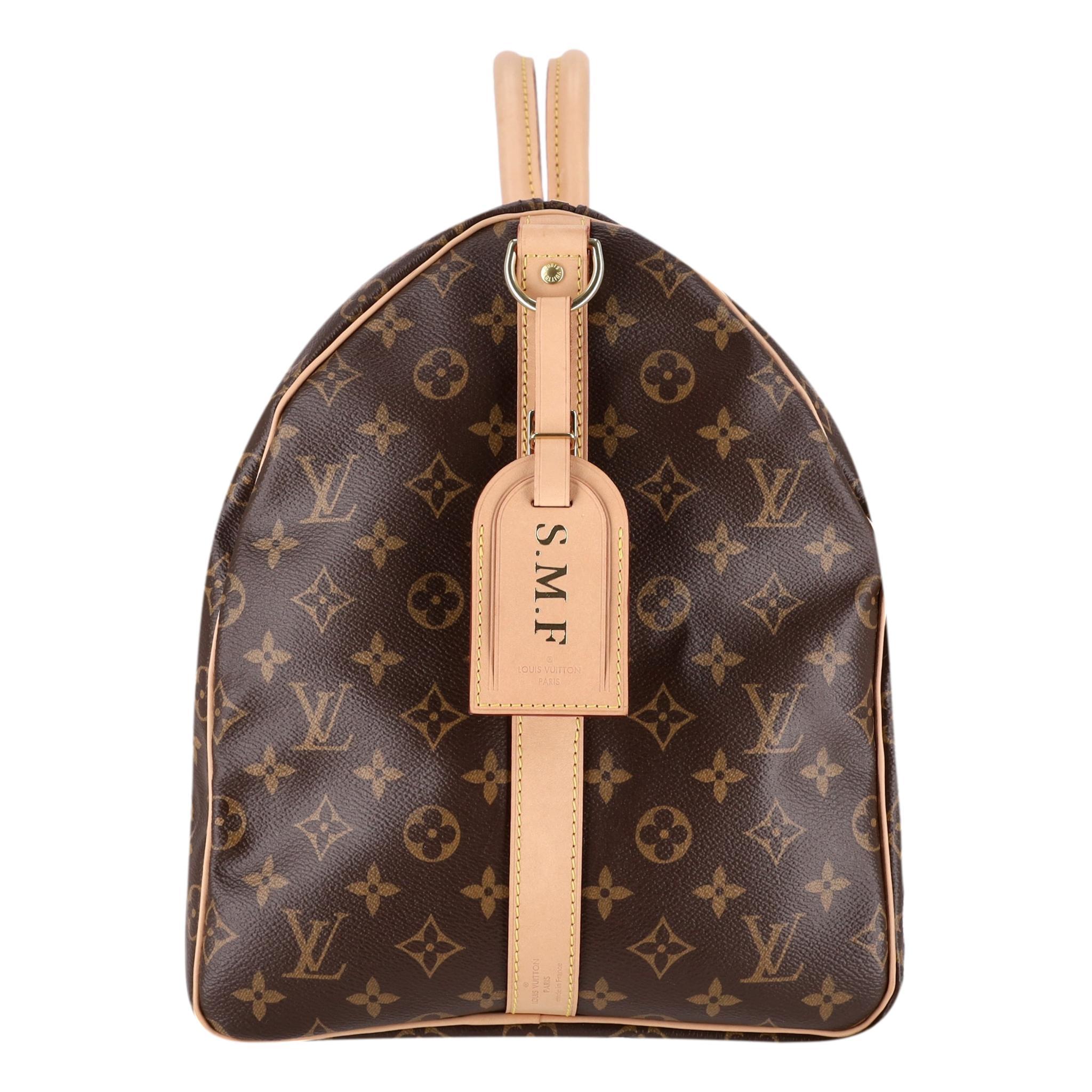 Black Louis Vuitton Keepall Bandoulière 60 Monogram Coated Canvas Travel Bag For Sale