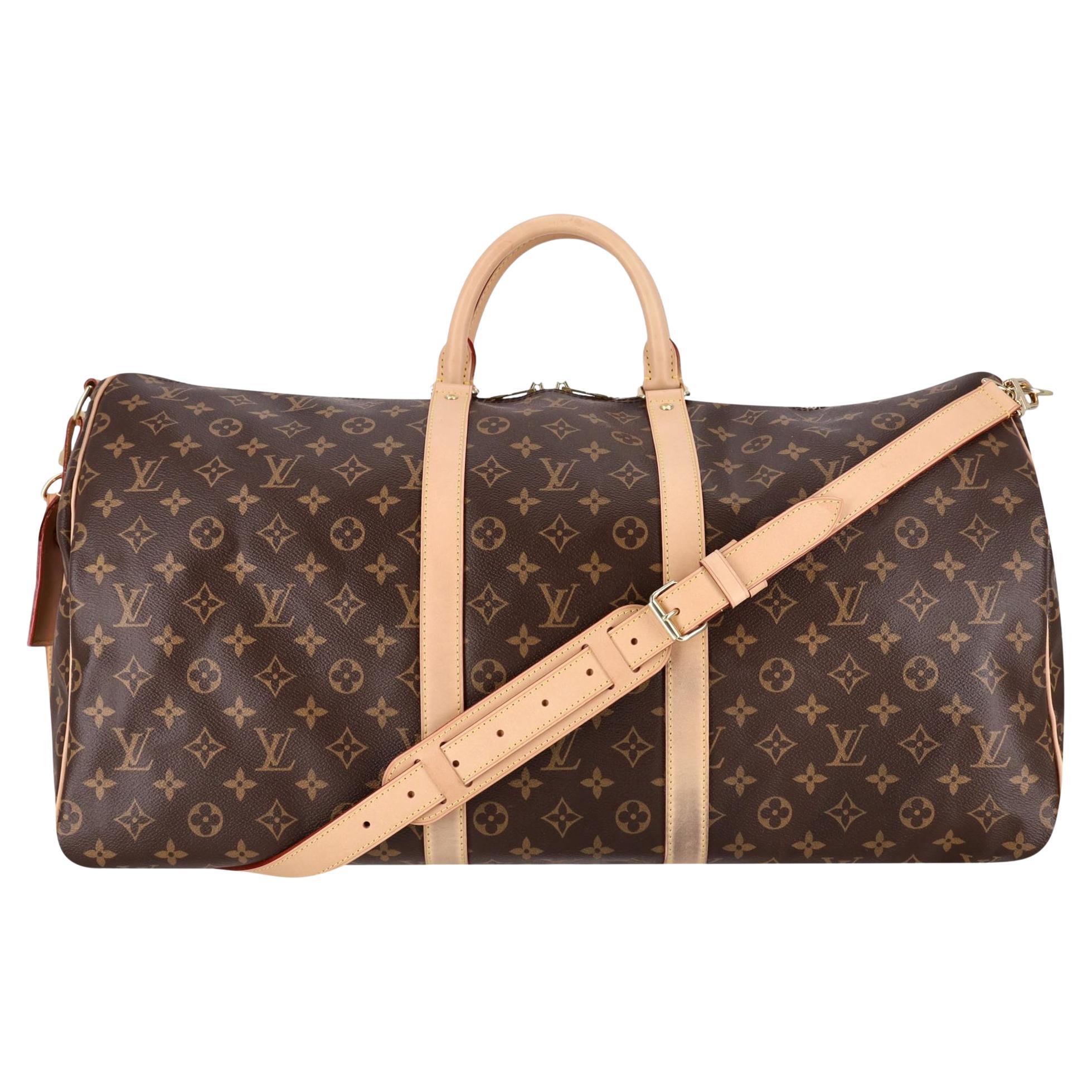 Louis Vuitton Keepall Bandoulière 60 Monogram Coated Canvas Travel Bag For Sale