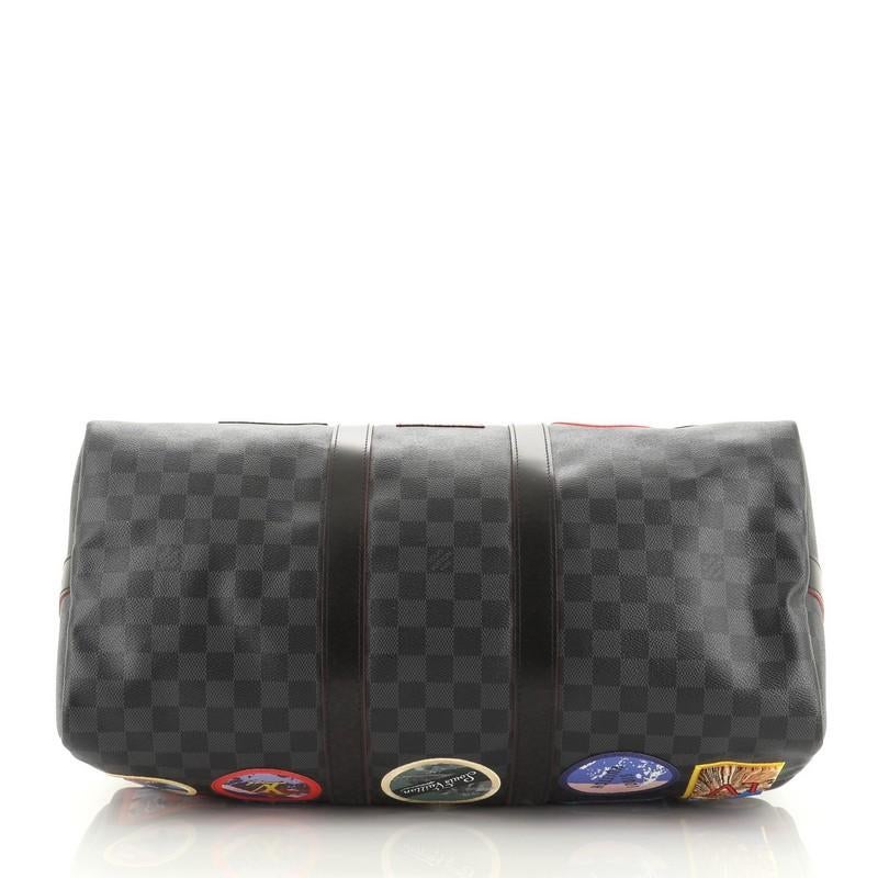 Louis Vuitton Keepall Bandoulière Alps Patches Damier Graphite 45 Bon état à NY, NY