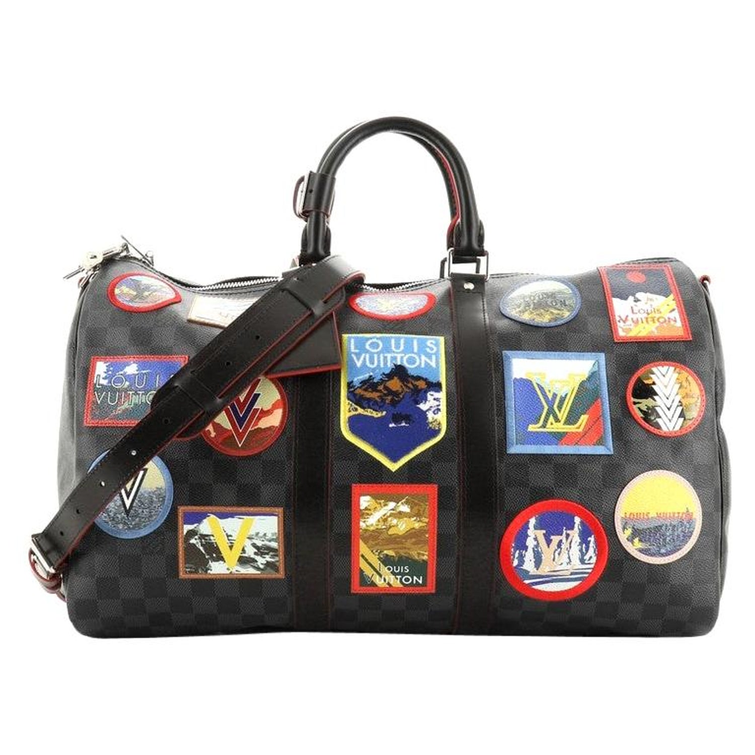 Louis Vuitton Keepall Bandouliere Bag Alps Patches Damier Graphite 45 at  1stDibs | louis vuitton duffle bag with patches