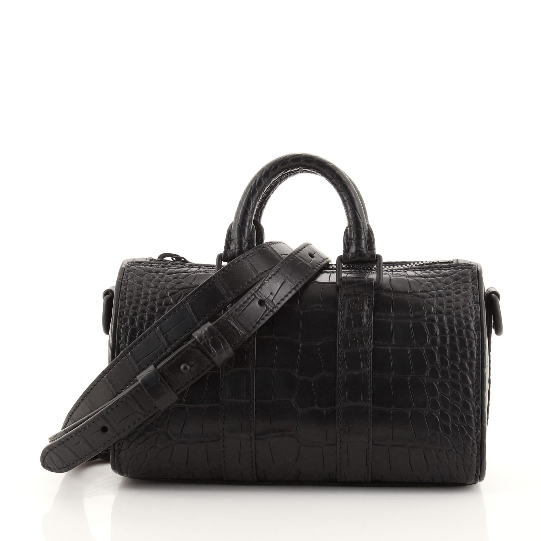 Black Louis Vuitton Keepall Bandouliere Bag Crocodile XS