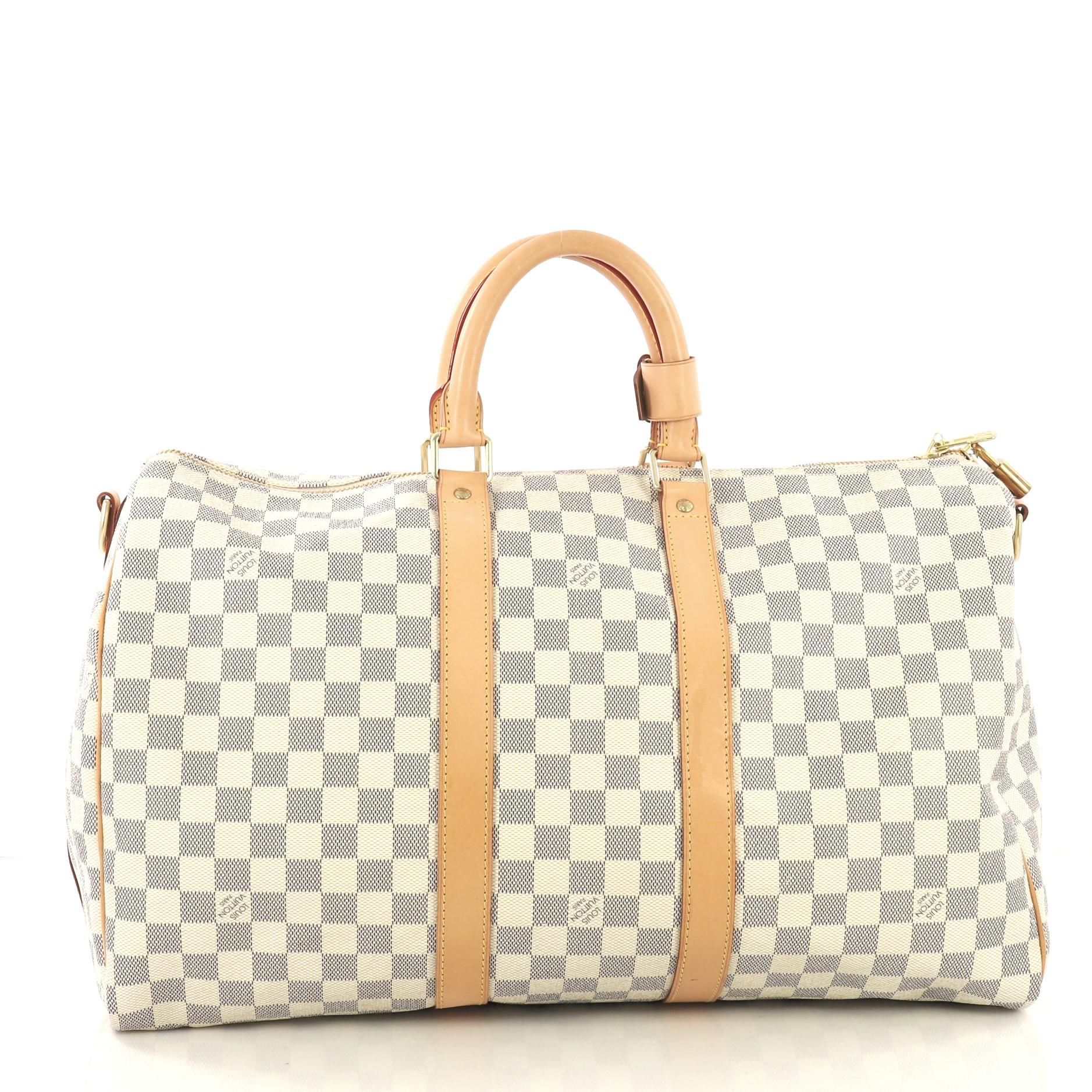 Beige Louis Vuitton Keepall Bandouliere Bag Damier 45